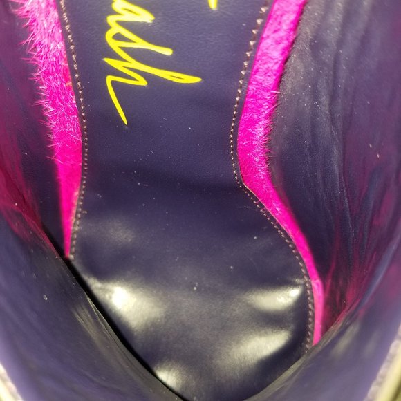 Rare size 11 Pink and Leopard Pony Hair 7 Inch Platform Heels - Picture 16 of 16